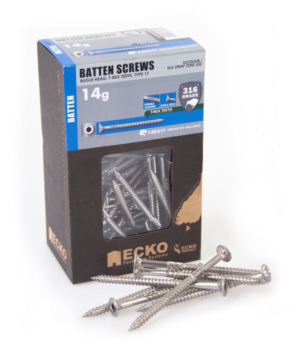 Batten Screw 75mm 14g 25 Pack Bugle Head T316 Stainless Steel Batten